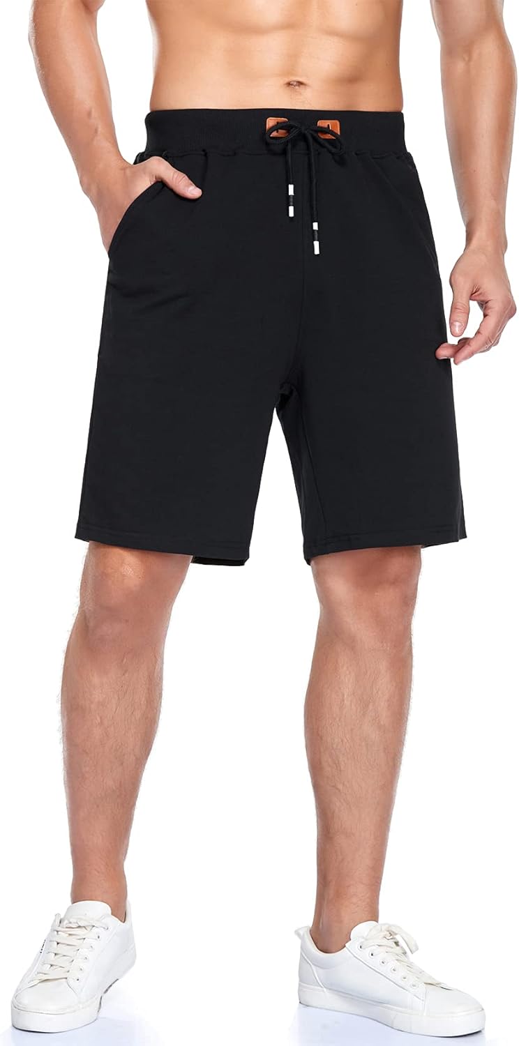 Immerguter Mens Shorts Adjustable Elastic Waist Casual Workout Shorts with Pockets
