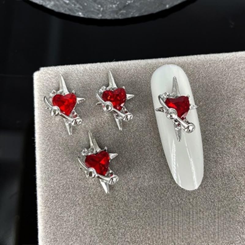 Alloy Nail Charms 10x15.5mm 3D Rhinestone Stars Hearts Saturn Cute Trendy Girl Nail Art Decorations,01