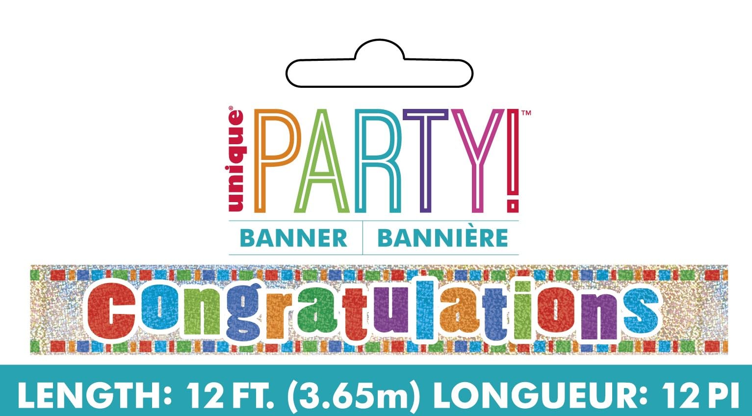 Congratulations Banner 12 Ft - Prismatische Folie, Für Partys & Feiern