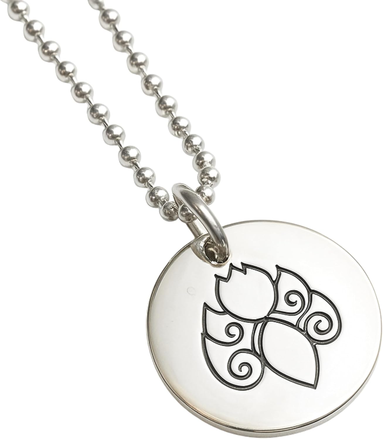 Sterling Silver Lotus Flower Necklace 18″ in Length - Handmade Norway Yoga Pendant on 925 Ball Chain, Spiritual Meditation Jewelry Gift for Women - Hypoallergenic