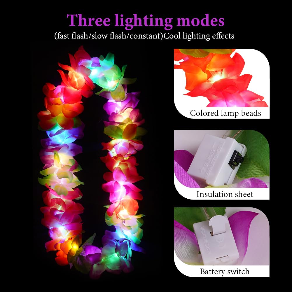 20 Pezzi Ghirlanda Hawaiana,Ghirlande Collana Colorate per Decorazioni per Feste Hawaiane,Forniture per Feste Tropicali Collane di Fiori,Aloha,Luau,Carnevale,Spiaggia Estiva,Matrimonio