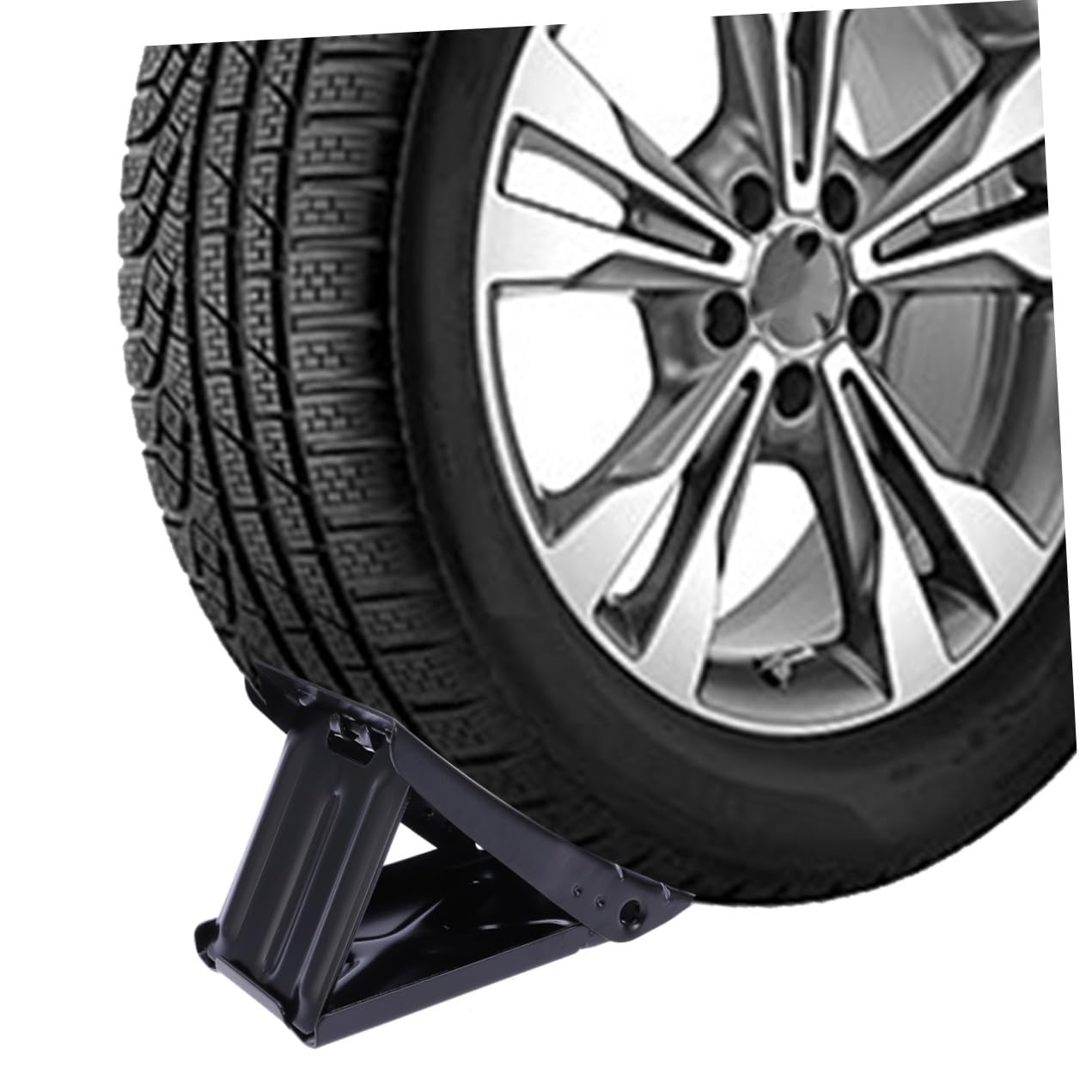 2 Pezzi Cunei Fermaruota Metallo Nero Supporto Triangolare Antiscivolo per Pneumatici Strumento Sicurezza per Auto e Camion Resistente e Durevole