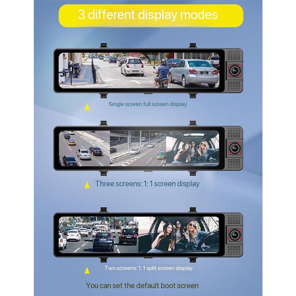 Cámara de salpicadero para Coche DVR de 3 Canales con 12 cámaras, grabación HD 1080P, Espejo retrovisor, de estacionamiento 24 Horas, 4G, Android