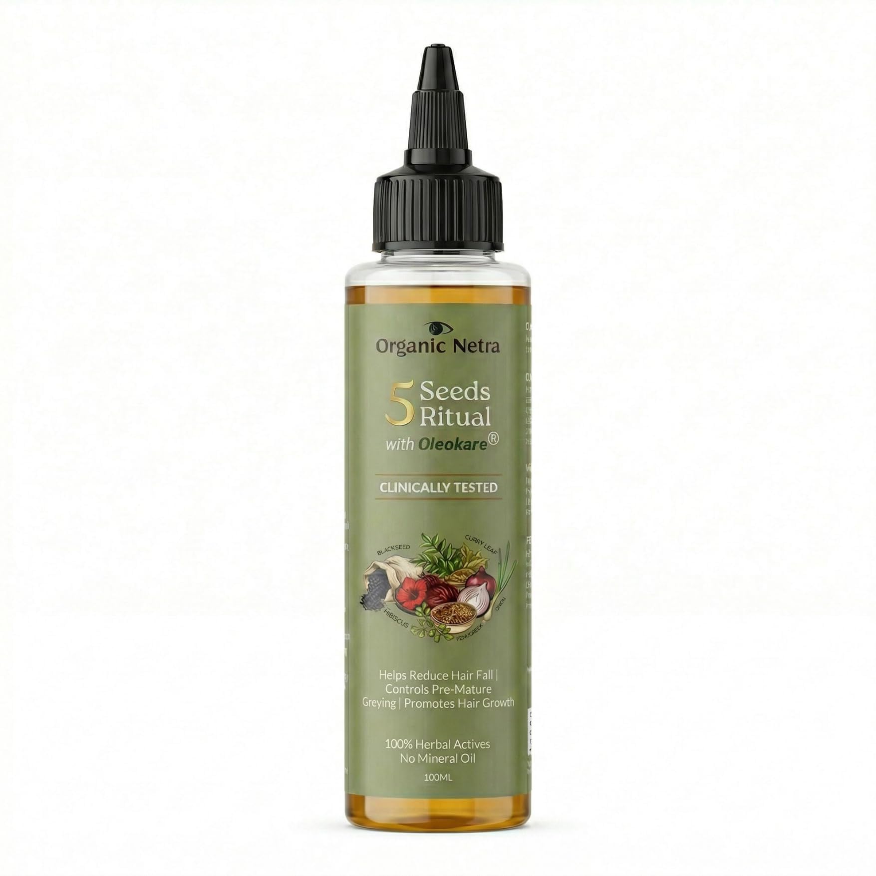 Organic Netra 5 Seeds Ritual Hair Oil with OleoKare | Clinically Tested | Reduces Hair Fall up to 57% | Controls Pre-Mature Greying | Promotes Hair Growth up to 51% | 100ml-picture-35