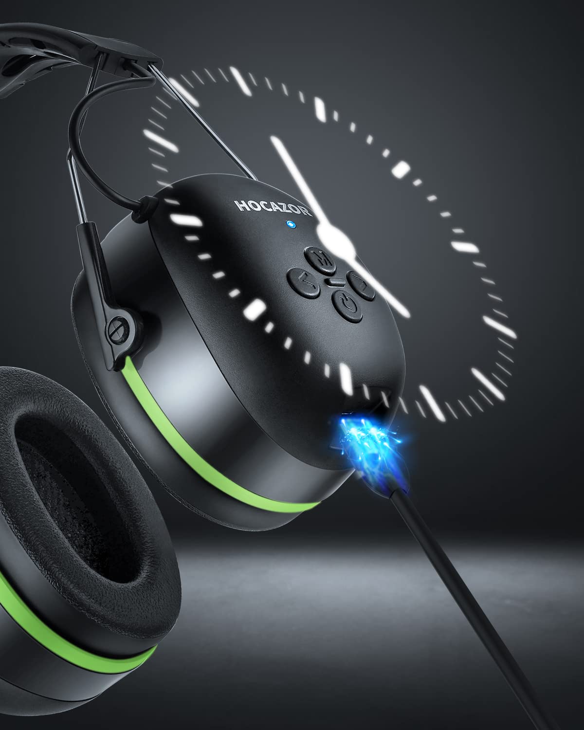 HZ07 Bluetooth 5.1 Protección auditiva - NRR 25dB cancelación de ruido orejeras con batería recargable de 1500 mAh