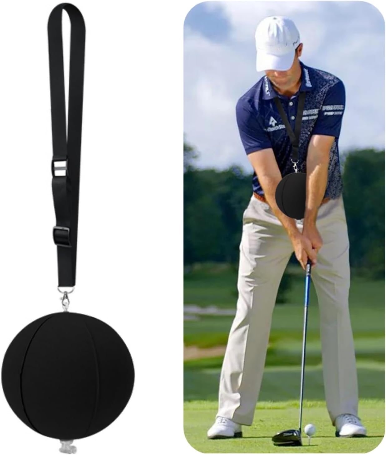Golf Smart Ball Golf Impact Ball Golf Swing Trainer Aid ist Practice Ball Teaching Posture Correction Training Aids Adjustable Intelligent Arm Motion Guide, Golf Gifts for Men, Black
