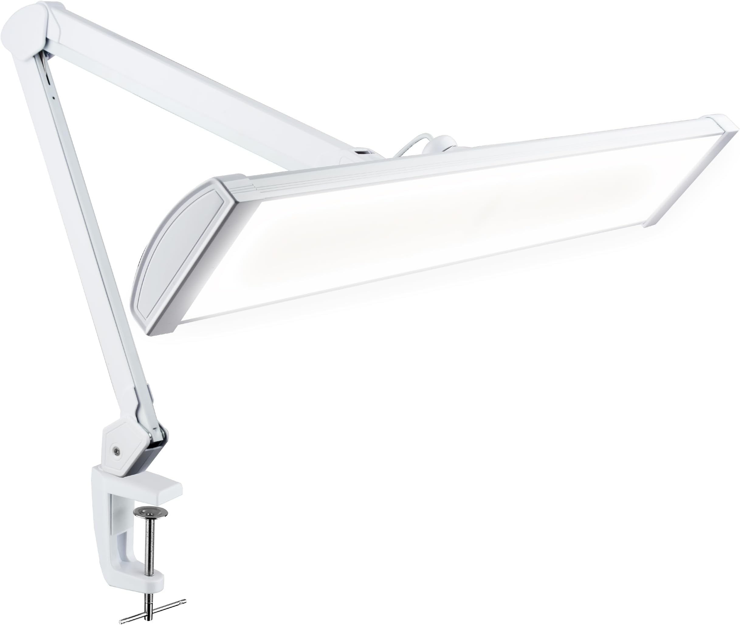 Ultra 3,500 Lumen LED Desk Lamp, 45W, 26-Inch Wide Metal Shade, 270 SMD LEDs (Non-CCT with Clamp, White)