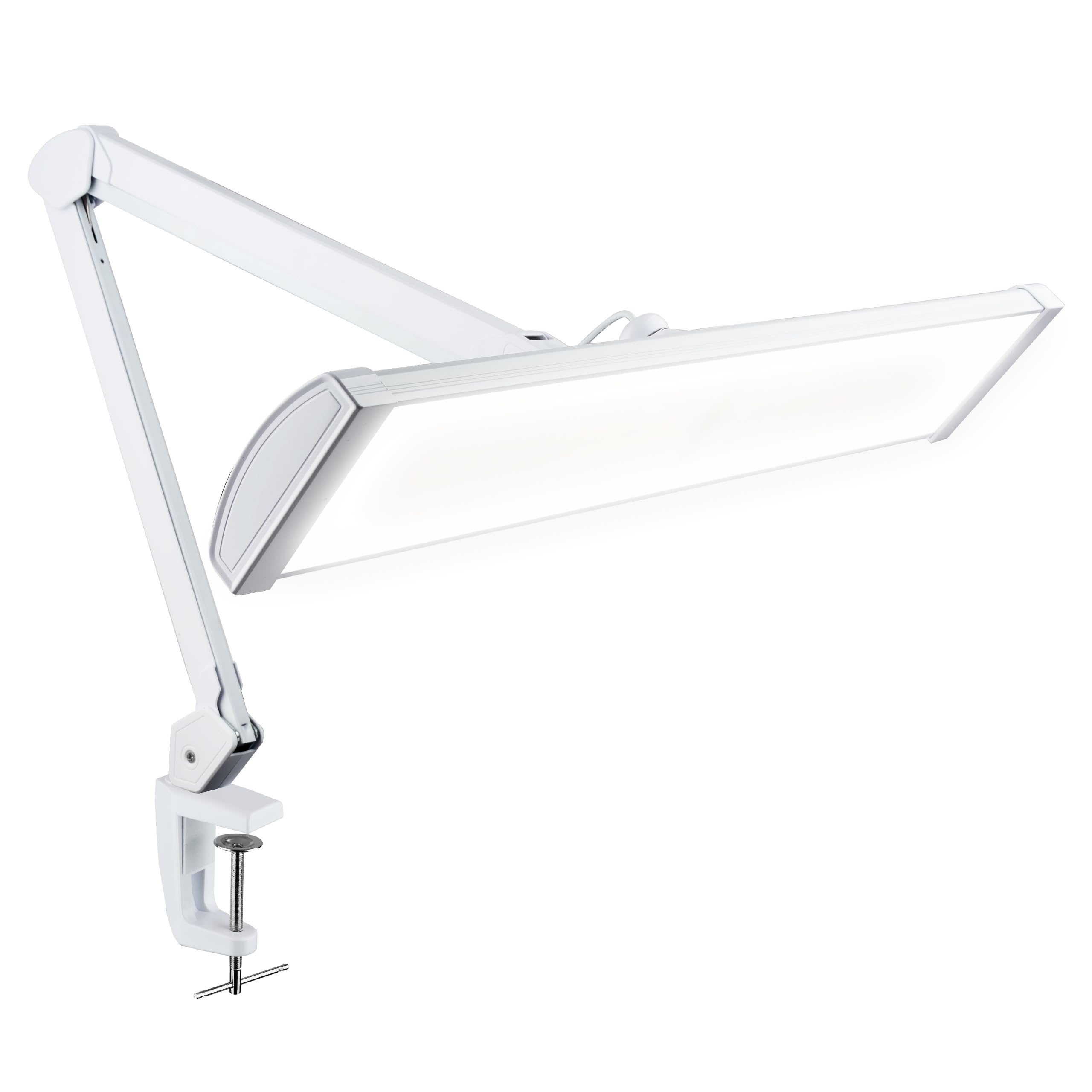 Ultra Desk Lamp – 3,500 Lumens, 45W LED, 26-Inch Wide Shade, 5 Brightness Levels, Clamp Mount, Shadow-Free, Non-Flickering Light (Non-CCT with Clamp, White)