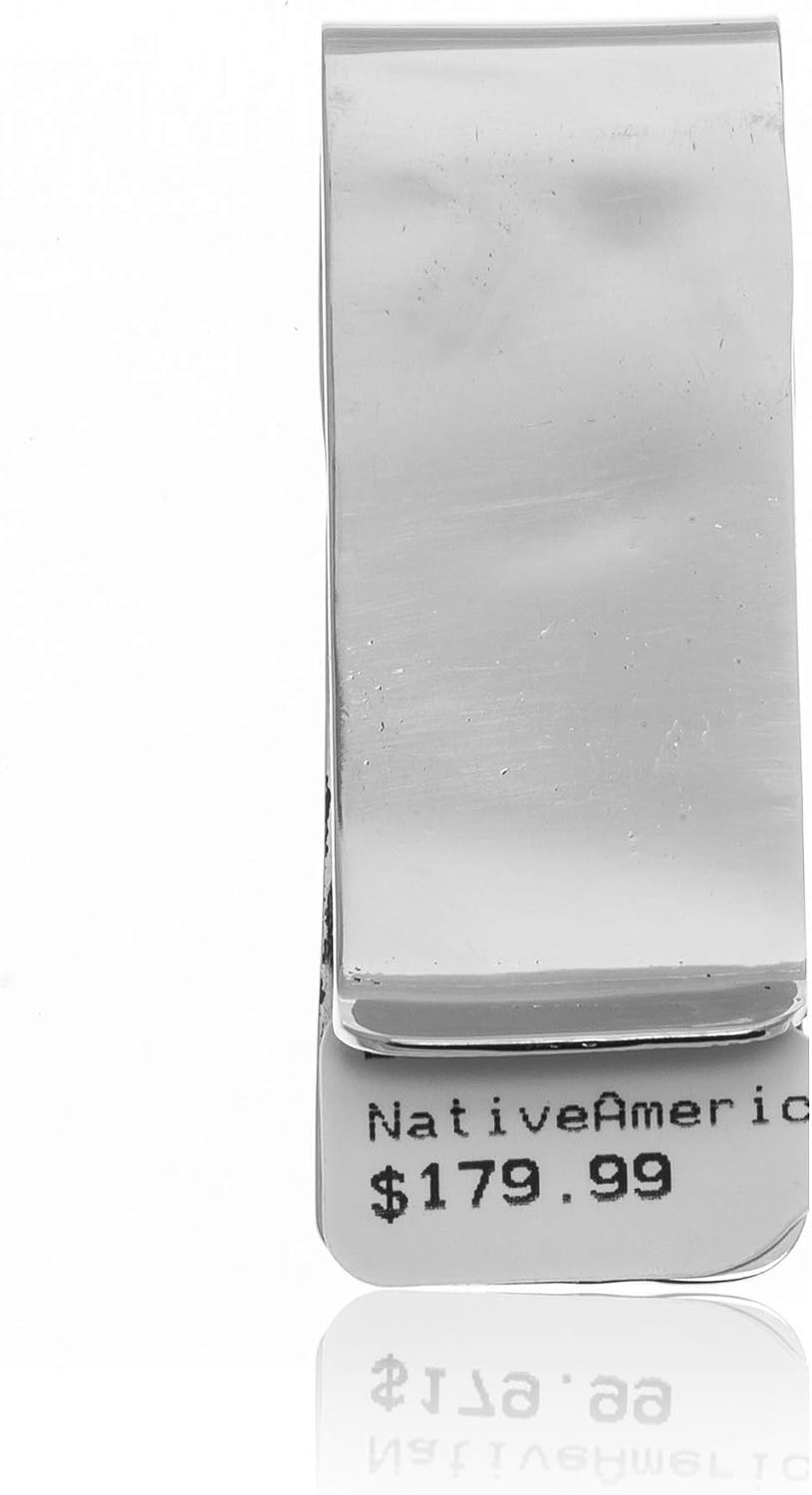 $180Tag Diamond Tigers Eye Nickel Silver Certified Navajo Native Money Clip 10533-1 Made By Loma Siiva