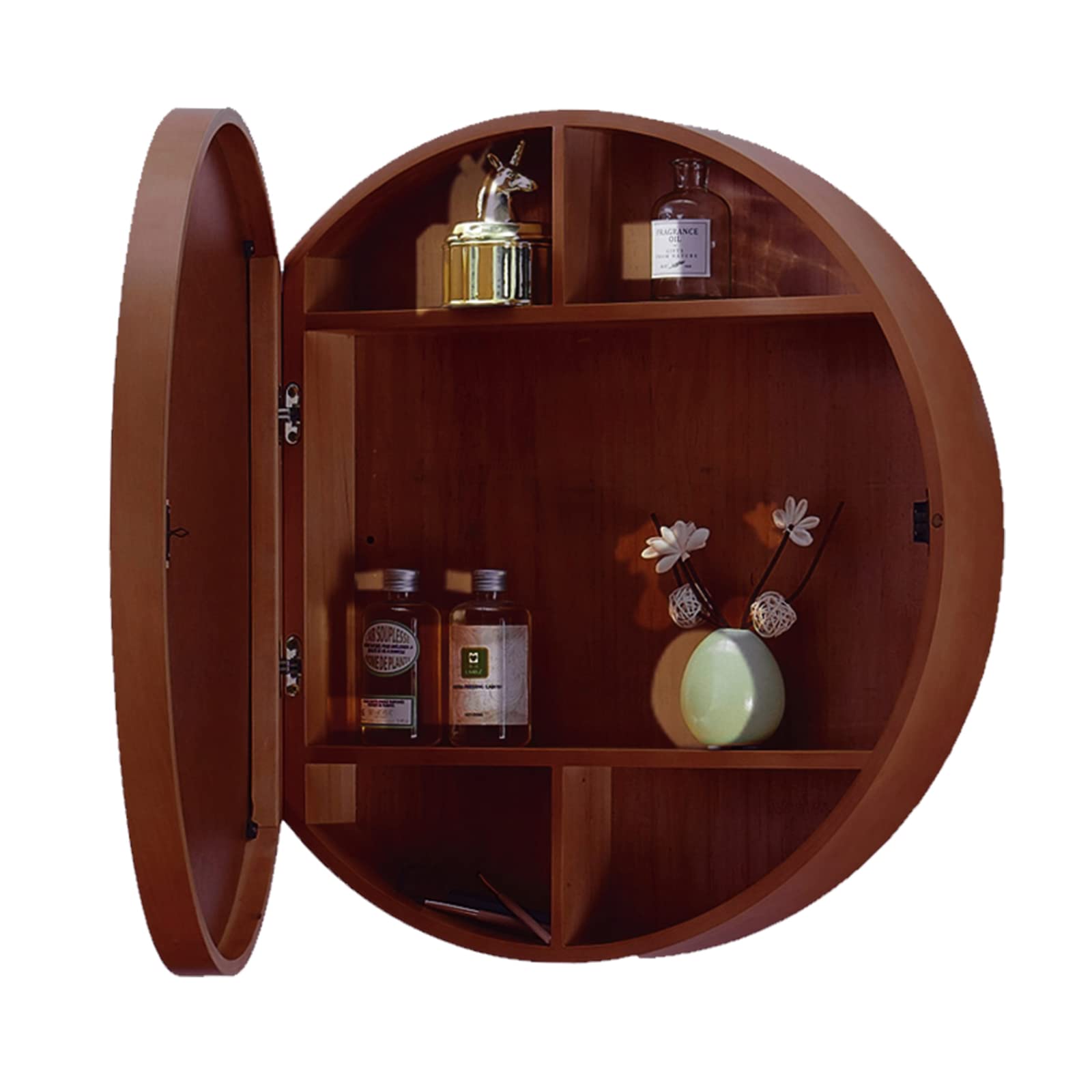 FGXHHS Multipurpose Wall-Mounted Bathroom nizer with Circular Mirror, Vanity Storage Cabinet, Stylish Hanging Cupboard for Efficient Space Saving and Easy Access