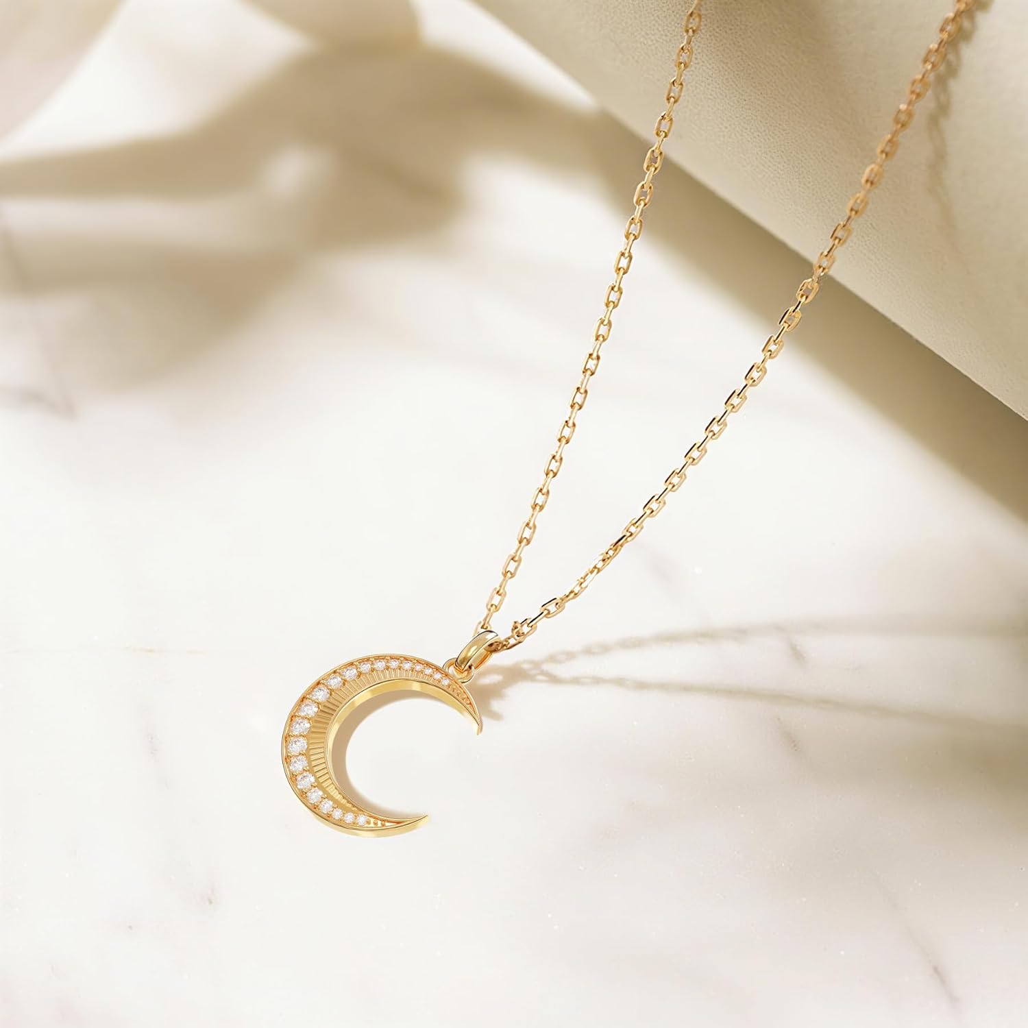 Moon Necklace for Women, Sterling Silver Crescent Moon / Star Pendant with 16K Gold Plated and 5A CZ, Hypoallergenic Jewelry Christmas Gift for Women on Birthday Anniversary Christmas for Wife Girlfriend Her - Image 7