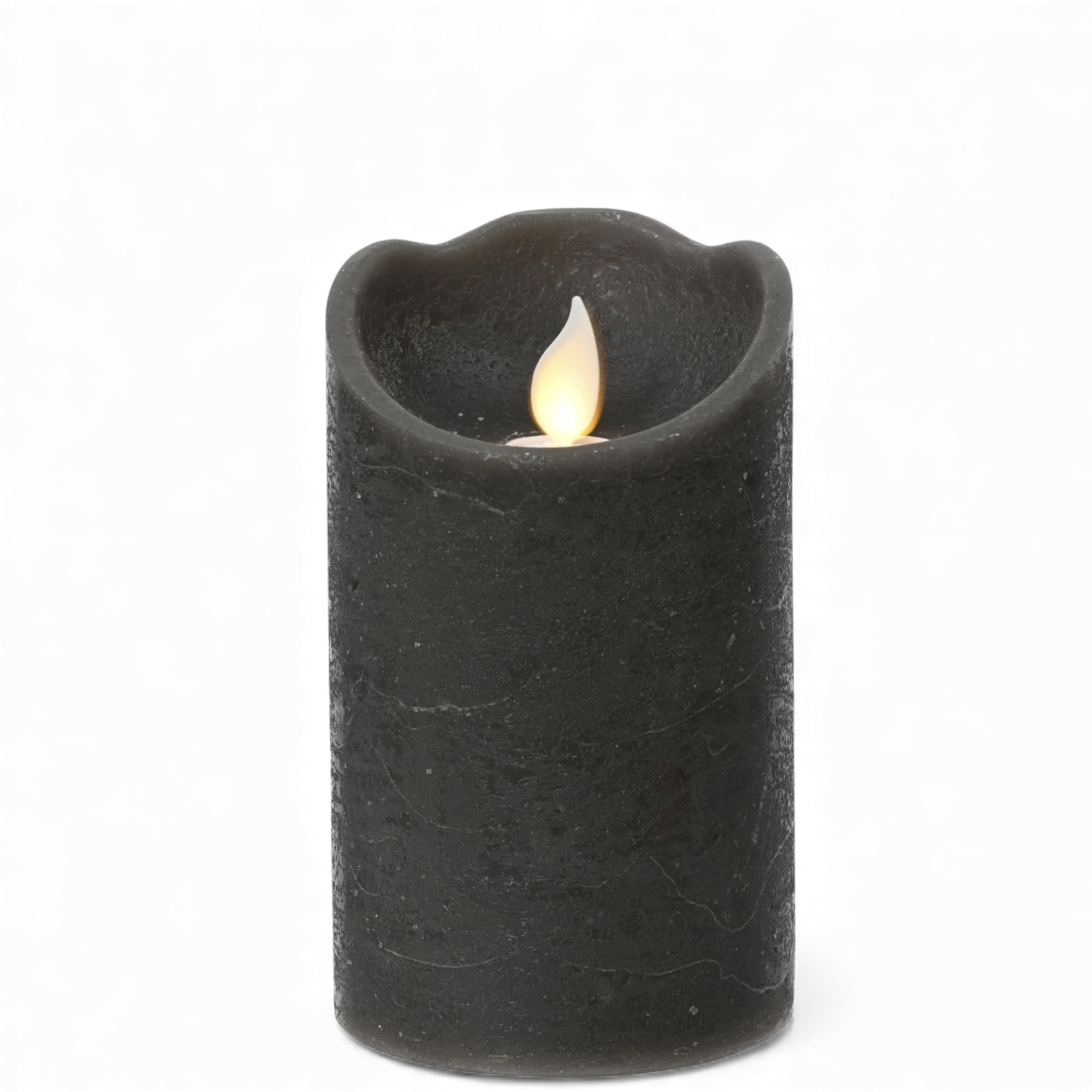 MIJOMA LED Real Wax Candle with Flickering Flame, Timer and Battery Operated, Indoor LED Candle with Warm White Light, Natural Look (Grey - Textured Surface, Diameter 7.5 cm x 12.5 cm) — image 1
