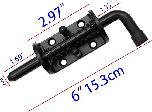 Miniatura 2 de 2 paquetes de pernos de barril con resorte de 6 pulgadas, cerradura de puerta corrediza de acero resistente para puertasarmarioscofres, 0.079