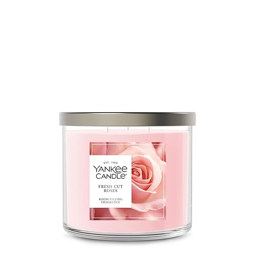 Yankee Candle Fresh Cut Roses, Scented Candle, 14.5oz 3-Wick Candle Jar with up to 40 Hours Burn Time, Giftable