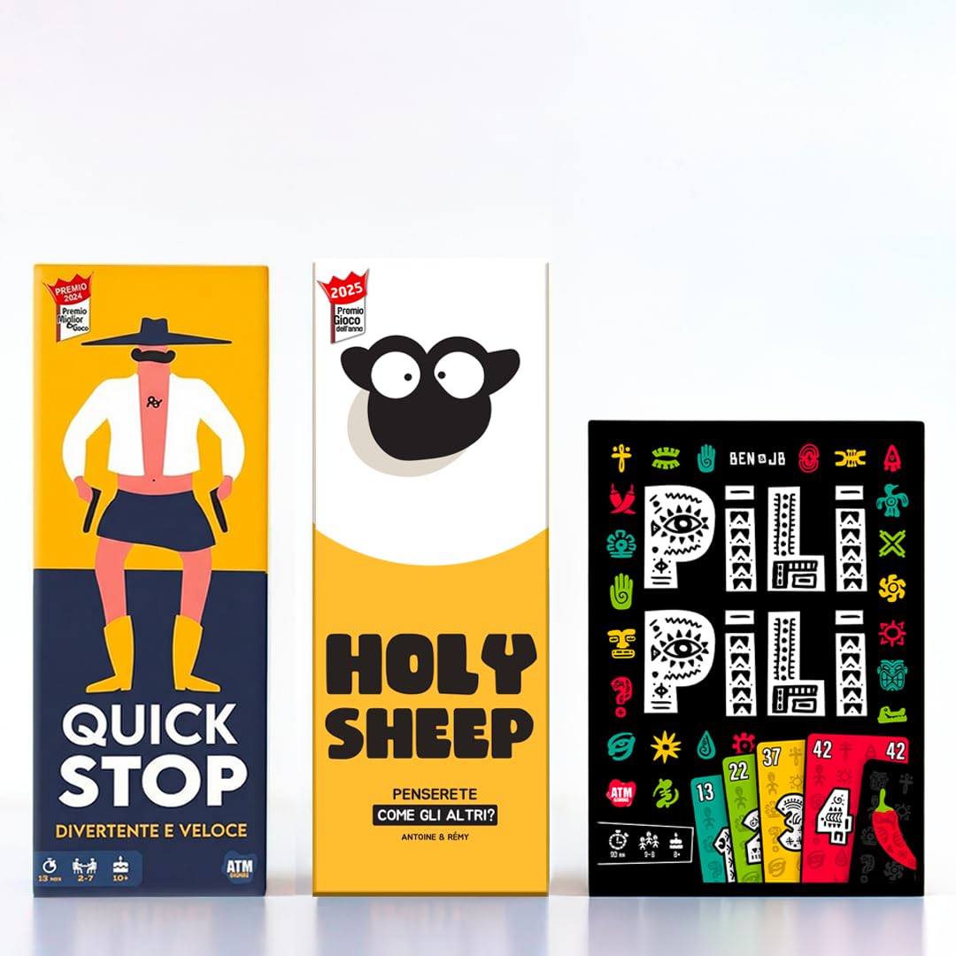 ATM Gaming QUICKSTOP Original + HOLY SHEEP + PILI PILI - Gioco da Tavolo per amici e famiglia - Gioc di Carte - Idea Regalo Originale