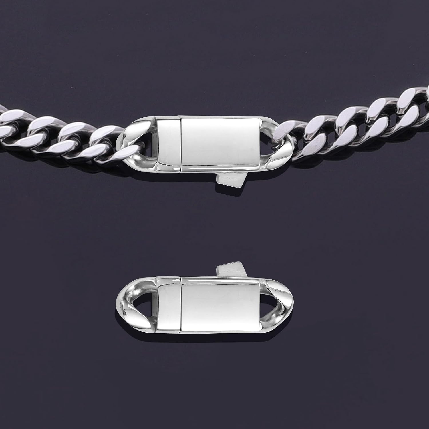 LiQunSweet 4 pcs 4 Styles Rectangle Cuban 316 Stainless Steel Clasps Lock Trigger Buckle Chain Connector Clasps for Necklace Bracelet Keychain Handbag Jewelry Findings - 38.5×3.5mm
