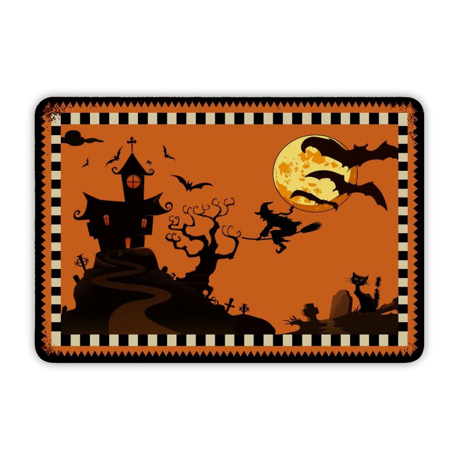ENEDNATE Happy Halloween Scary Night Moon Witch Bats Black Cat Grave Aluminum Tin Sign 8x12 Waterproof Vintage Metal Sign for School Office Classroom Gate Garage Garden Home Wall Decor Gift
