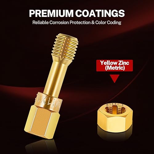 Vista 7 de TOMMARS Juego de cazador de roscas métricas de 15 piezas, M6 M8 M10 M12 herramienta restauradora de roscas Kit de reparación de reenhebrado