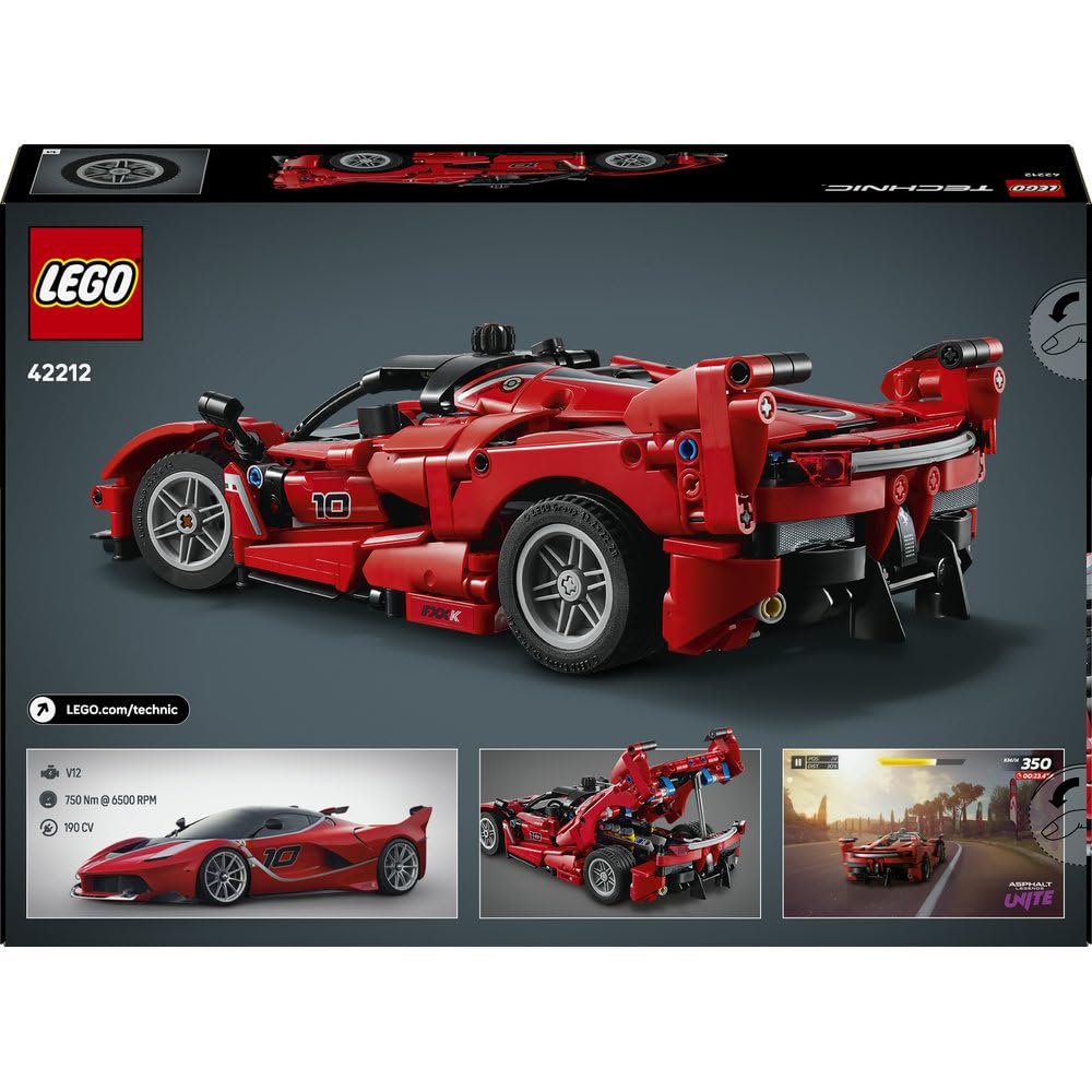 LEGO Technic Ferrari FXX K, model samochodu do składania dla dzieci i fanów motoryzacji, zabawka konstrukcyjna, pomysł na prezent dla 10-latka i dekoracje do pokoju chłopca i dziewczynki 42212