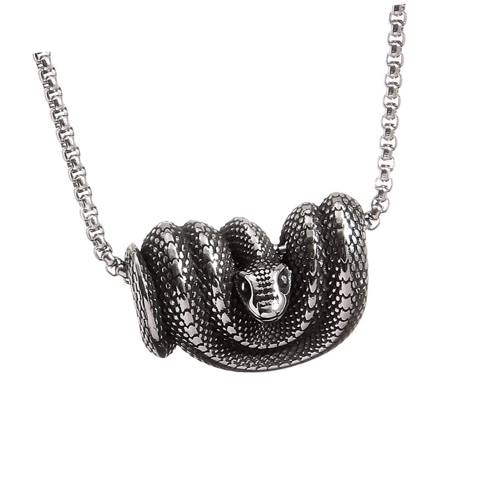 Maxtonser Gothic Snake Pendant Necklace Accessories Edgy Ouroboros Snake Necklace Stainless Steel Chain for Fashion Statement
