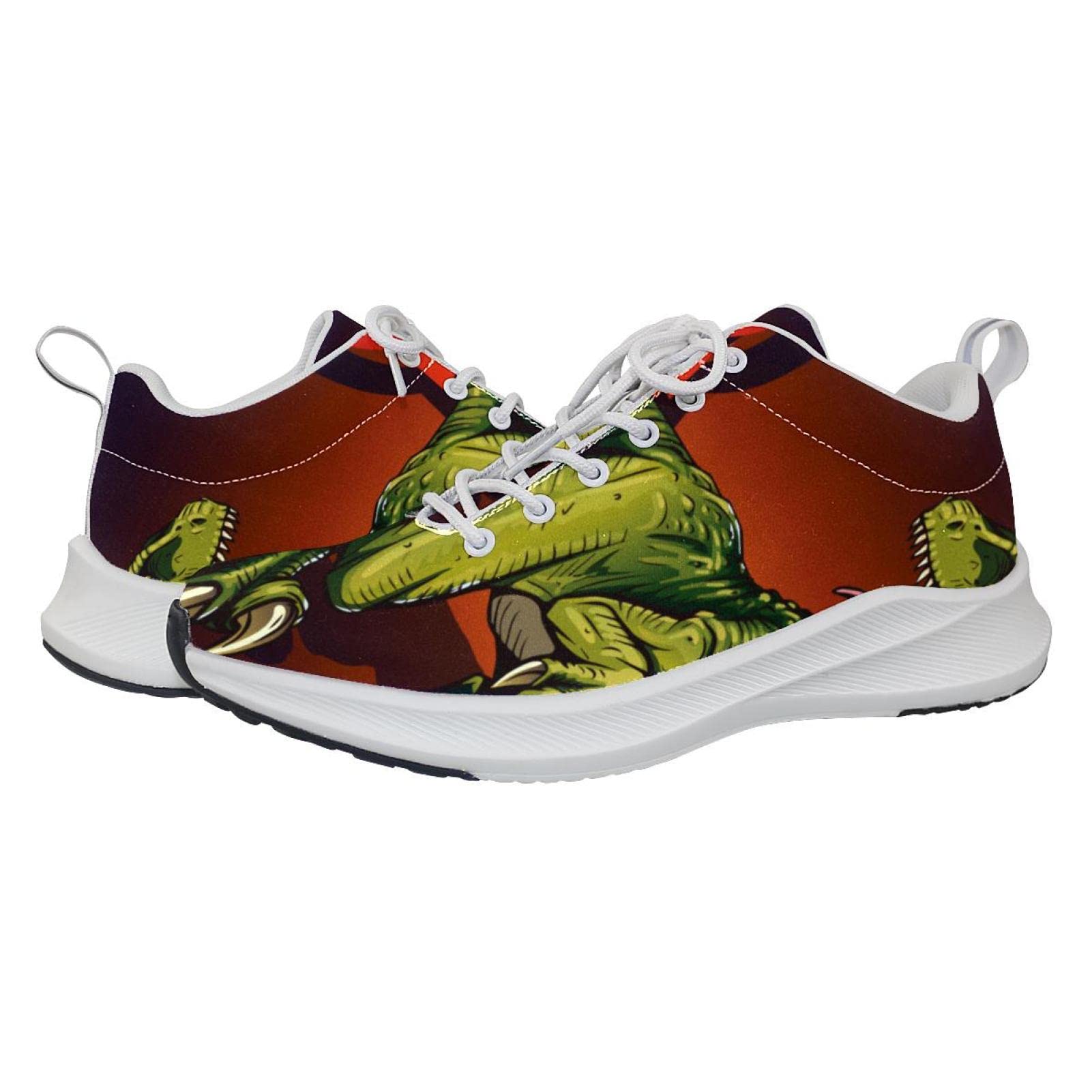 Scarpe da ginnastica uomo personalizzate Scarpe da passeggio leggere Running Athletic Casual Sneakers Raptor Dinosaur, multicolore, 40 2/3 EU