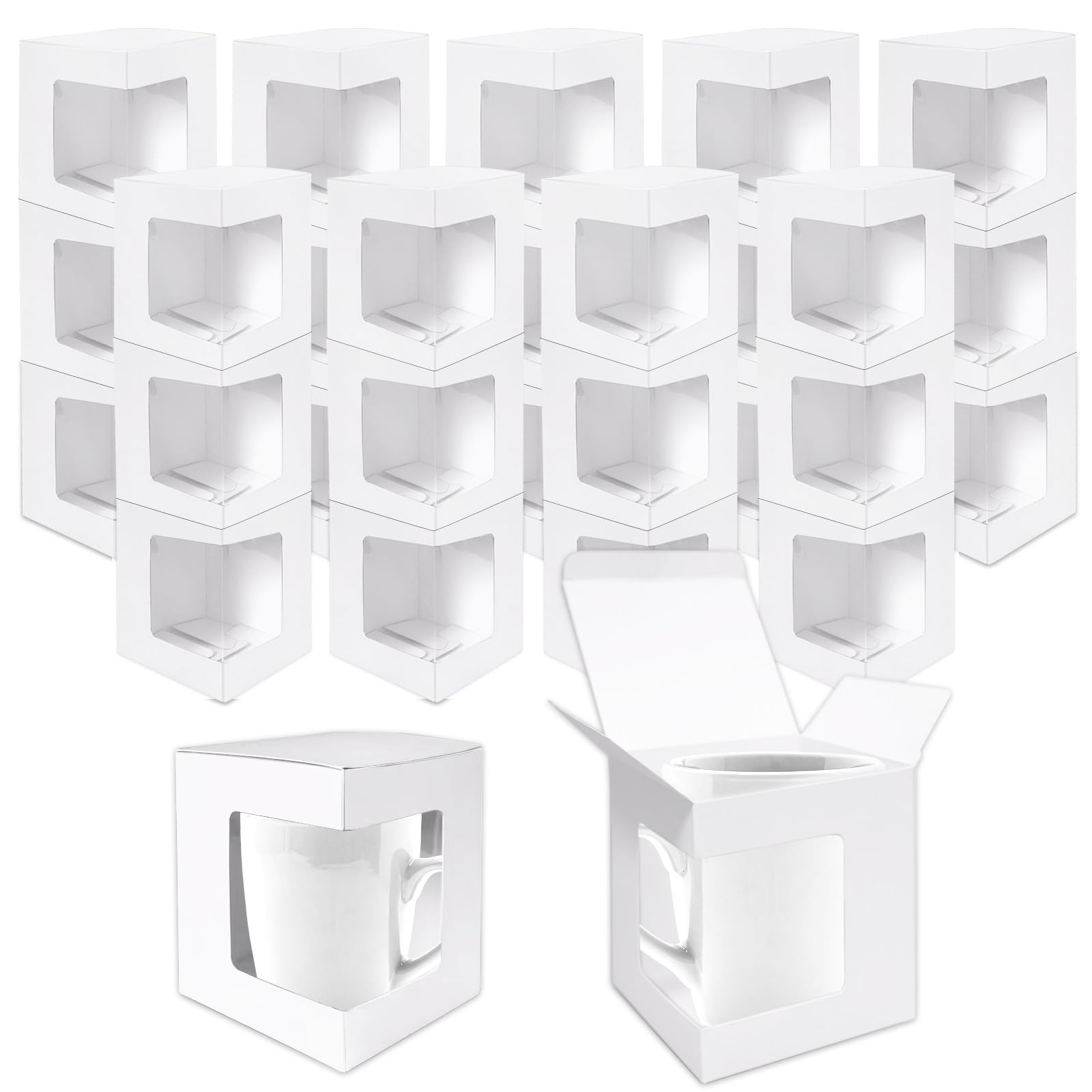 Paquete de 80 cajas de tazas para regalos, tazas de café, cajas de regalo para envío, caja de regalo transparente para copas de vino, caja de regalo de sublimación, caja de embalaje para