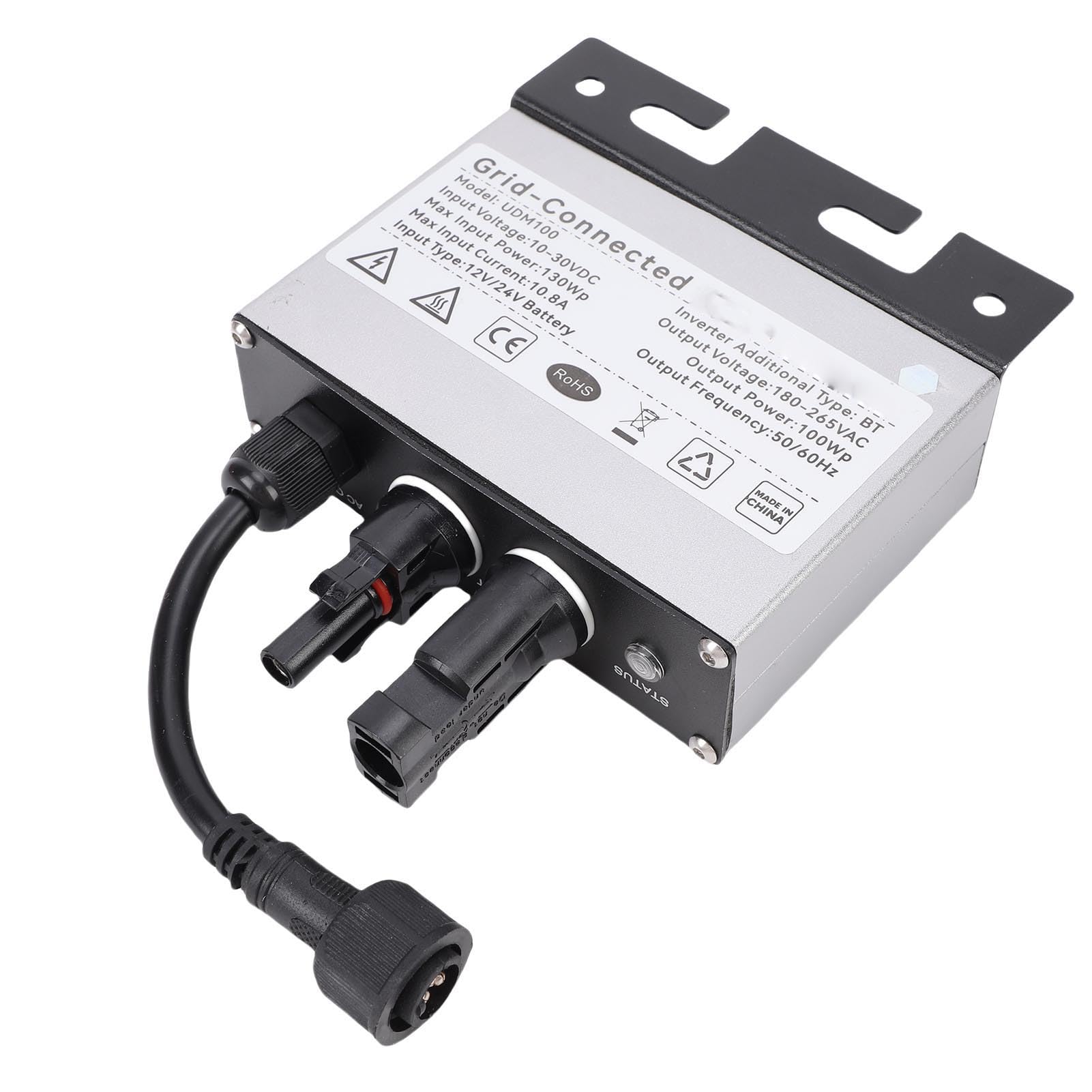 Micro Onduleur pour Batterie 12 V/24 V, 100W Entrée DC 12 V/24 V Onduleur Connectés au Réseau Sortie CA 180 V à 265 V Étanche IP45 pour Système Électrique Domestique