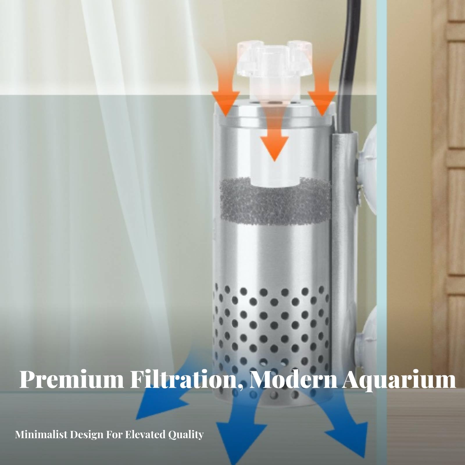 Skimmer Rico con Ventose in Acciaio Inox, Dispositivo di Rimozione Dell'olio per Acquario, Compatto, Skimmer Dell'acquario con Ventose
