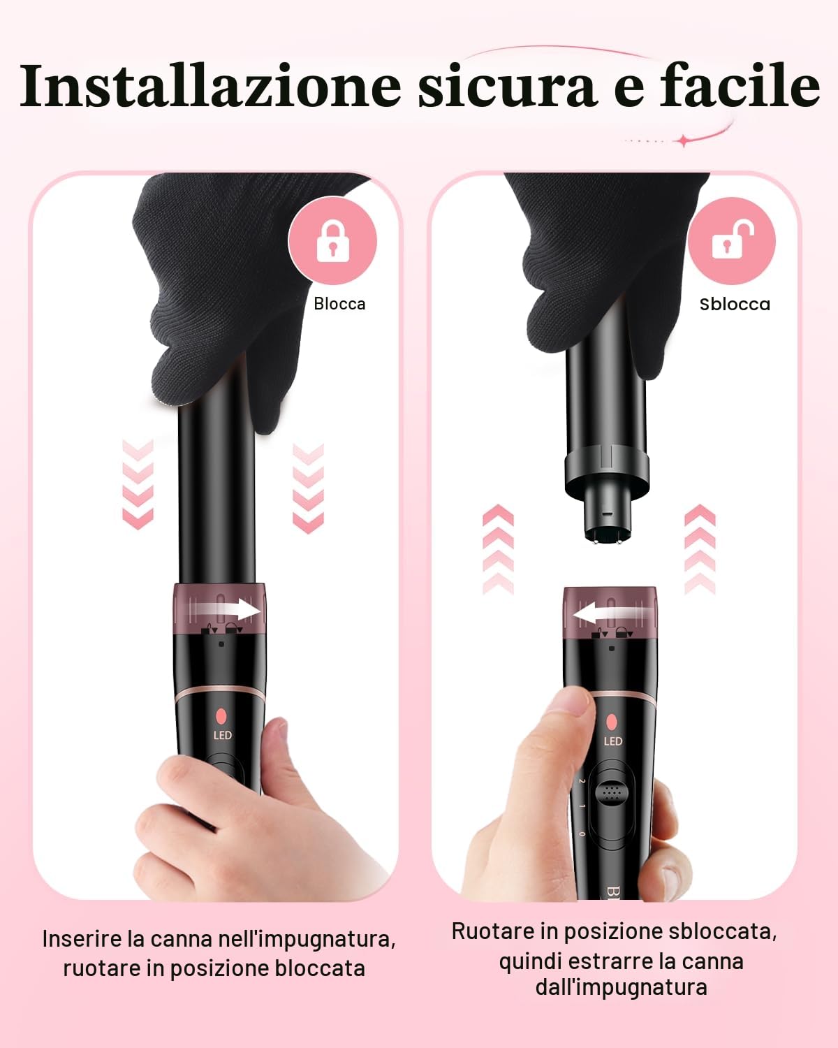 Set Ferro per Capelli, BESTOPE PRO 6 in 1 Cono per Capelli (10-32mm), Riscaldamento Rapido (30s), 2 Temperature per Tutti i Capelli, Spegnimento Automatico 60min