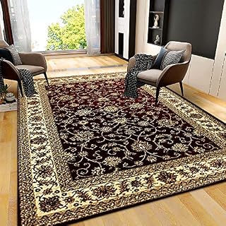 Long Hallway Carpet Ma Poypropylene Soft DISTRESSED Floral Pattern Vintage Non Shed Runner Rug for Bedroom (160 x 230 cm, Red - 210)