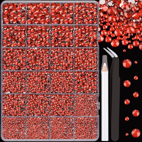 Image of 25000Pcs Resin Rhinestones for Crafting, Red 2-6mm Mixed Sizes Non Hotfix Flatback Gems, Bedazzling Crystal for DIY Crafts Clothing Tumblers Mugs Shoes Fabric Nail Art