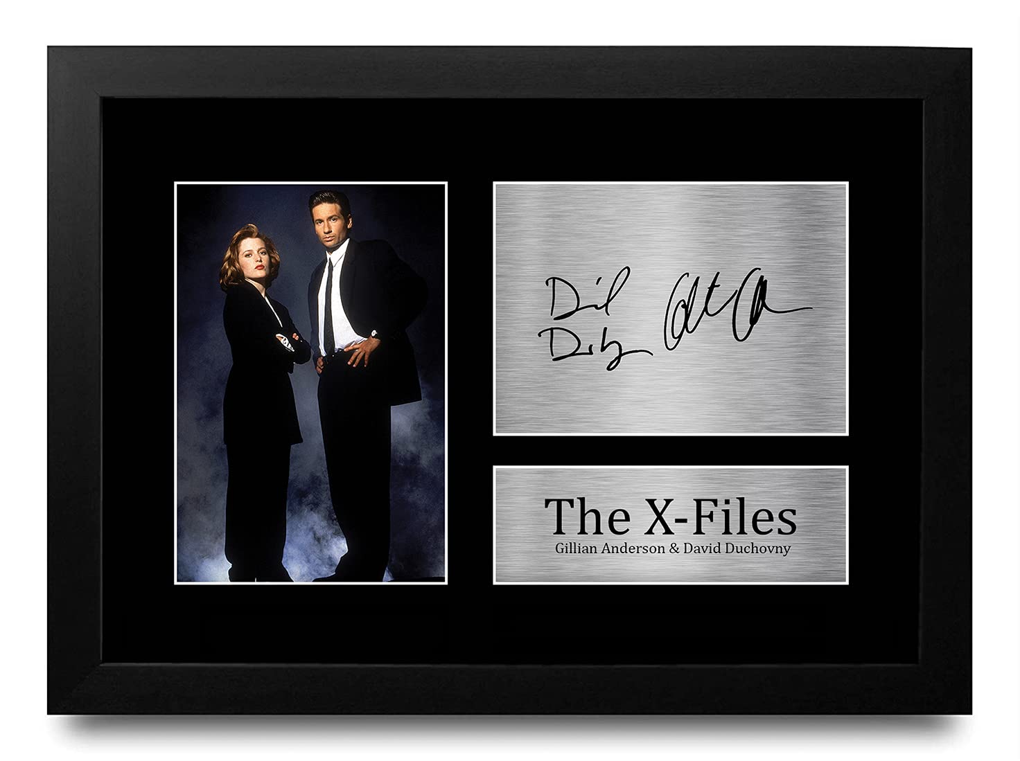HWC Trading The X-Files Gift Signed FRAMED A4 Printed Autograph Gillian Anderson David Duchovny Gifts Photo Display