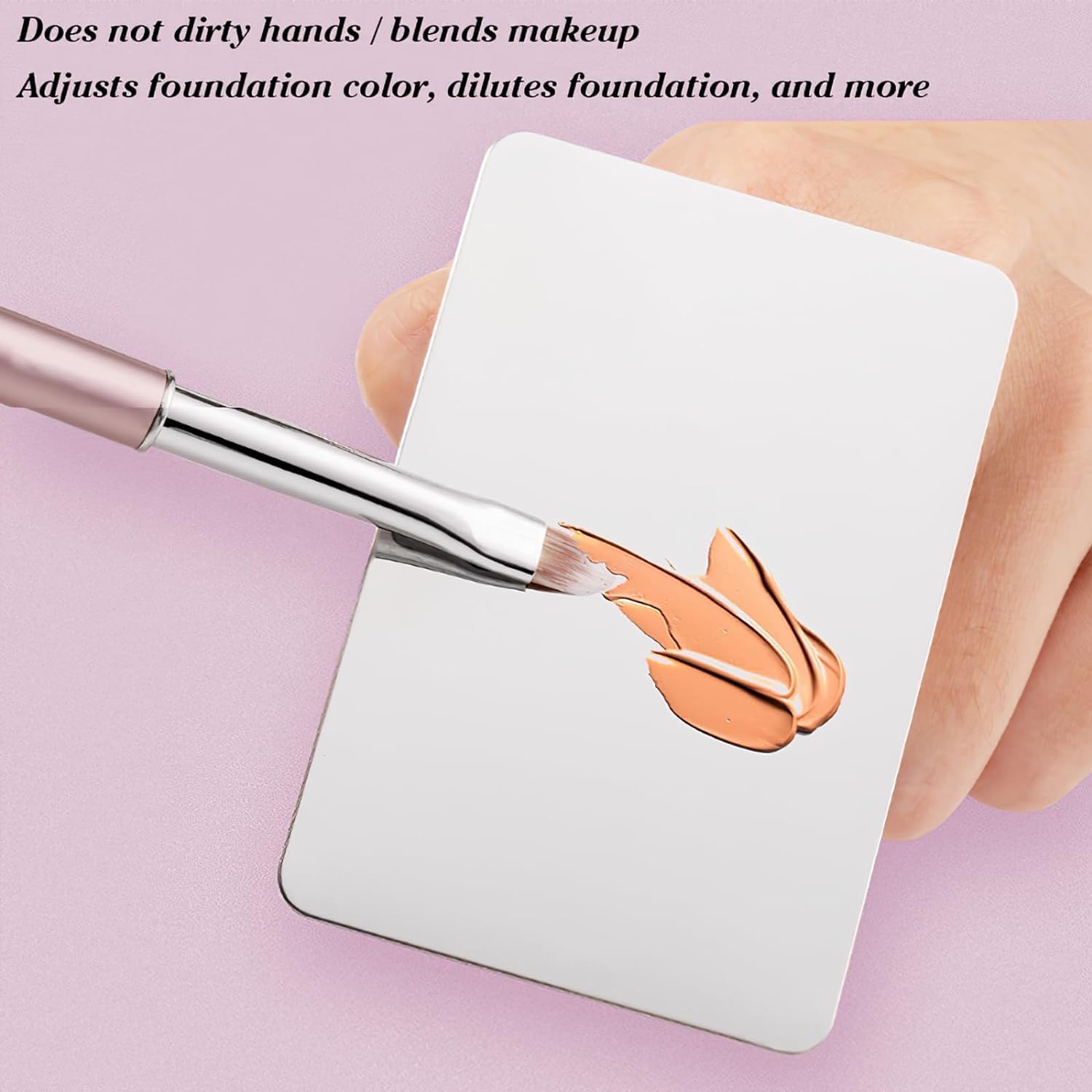 Makeup Mixing Palette, Feelhigh Stainless Steel Cosmetic Artist Mixing Palette with Spatula,Stocking Stuffers for Women Makeup Spatula Makeup Mixing Foundation (Ring shaped) 1