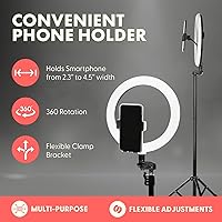 Vista 4 de SQUATZ Anillo de luz LED de 11 pulgadas para selfie de 12 W con control por cable, 3 modos de color, 10 niveles de brillo, soporte de trípode con 6
