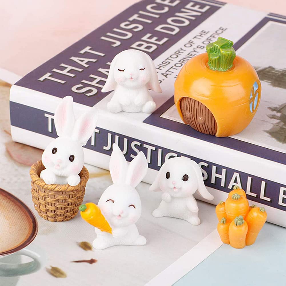 4x stuks mini decoratie konijntjes/haasjes van 2 x 1 cm - Pasen | Fun en Feest
