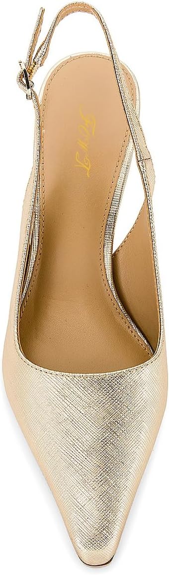 FOWT Women Pointed Toe Slip on Pumps Special Kitten Low Heel Slingbacks Office Formal Evening Shoes Size 4-16 US