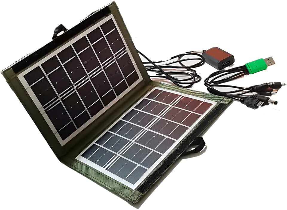 Painel Solar Portátil Dobrável, Carregador Solar para Viagens, Camping e Emergências, Dispositivo eletrônico