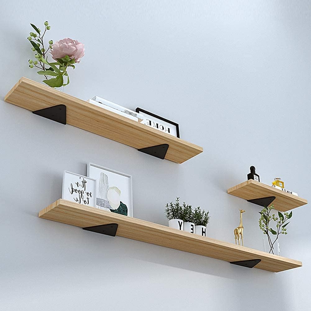 Black Shelf Bracket , 4 Pcs 6" ,Shelf Supports - Hidden Brackets for Floating Wood Shelves - Concealed Blind Shelf Support – Screws and Wall Plugs Included