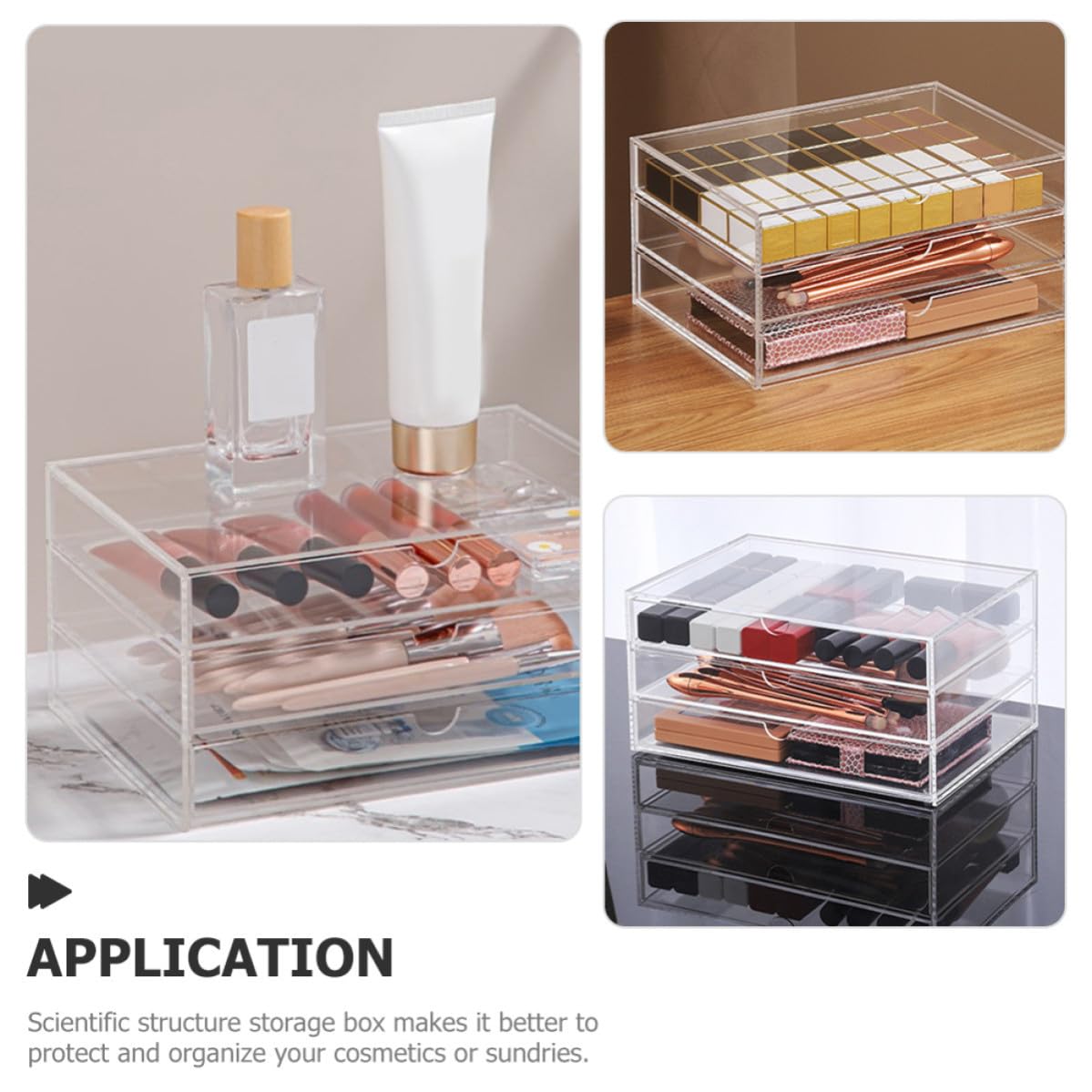 BESTYASH Organizador de Escritorio 3 Capas Cajones de Acrílico Transparente