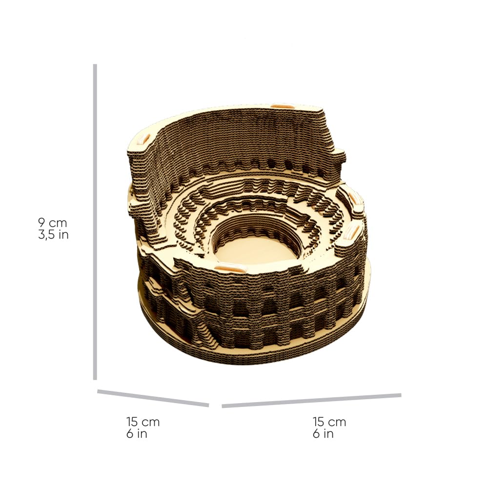 Colosseo di Roma Puzzle 3D in Cartone – Modellino da Costruire | 74 Pezzi, 15 × 15 × 9 cm – Kit Scultura Fai da Te da Dipingere, Materiali Riciclati, Ragazzi e Adulti, Idea Regalo