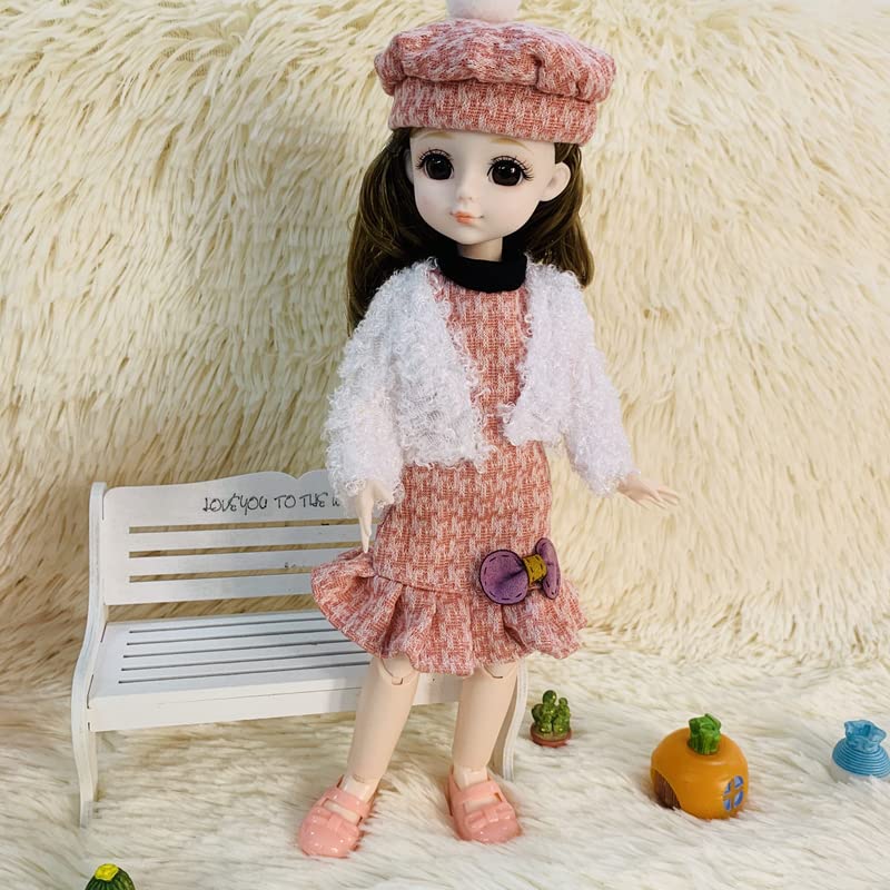 DSR 30CM Doll Set Movable Joints Makeup Cute Doll Set(Pack of 1 with Box) Doll Size 30Cm((Multi Color -Musical Doll -White +Pink+Cap))