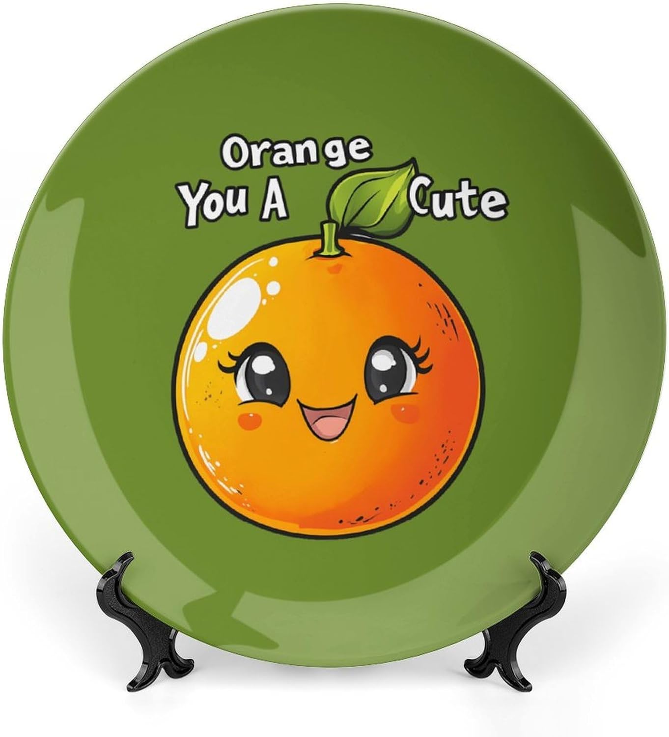 Orange You A Cutie Fruit Bone China Decorative Plate with Stand Home Dessert Plates Gift for Men Women 6inch