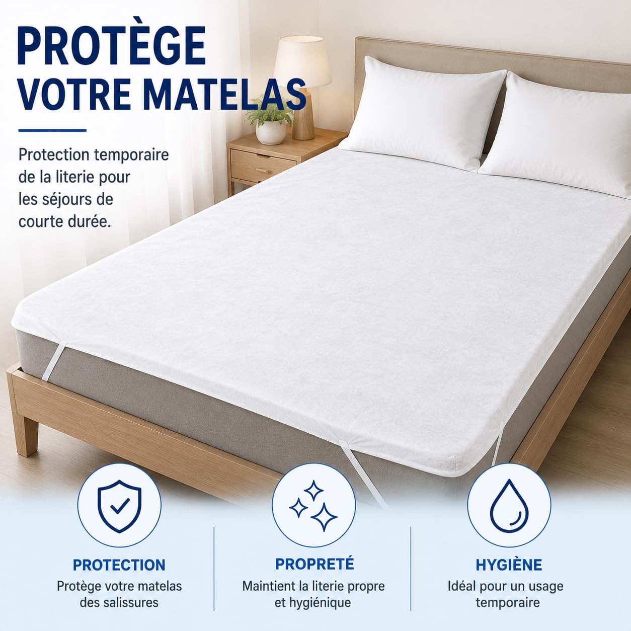 Alèse Matelas Jetable 140x190 cm | Lot de 20 | Non Imperméable | Protection Literie Usage Unique | Hygiène & Propreté | Idéal Hébergements Temporaires, Gîtes, Tourisme