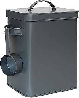 Scatola di Metallo Relaxdays, 6,5 L, con dosatore, per Cibo per Animali e caffè, a Tenuta stagna, Antracite