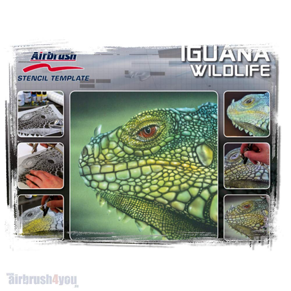 Pochoir A4 aérographe Iguana pour personnaliser vos casques et toiles