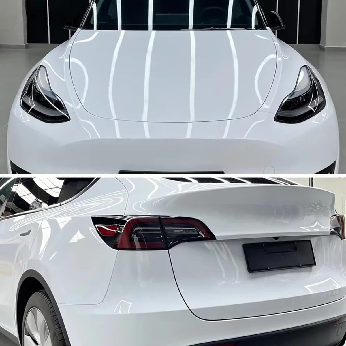 Gloss White Vinyl Wrap, Self Adhesive Car Sticker Decal Film Sheet Air Bubble Free Release, 3.93×118.11in