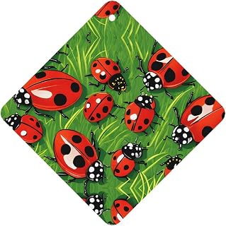 Red Ladybug Print Car Air Fresheners Cards Set Of 6, Lavender Scented Hanging Paper Freshener For Car Home Closet Bathroom