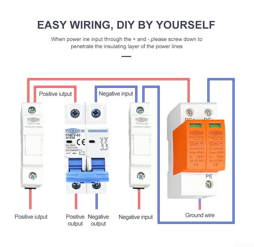 Miniature Circuit Breaker, DC Circuit Breaker 1000V 2 Pole Double MCB Solar PV System Isolator, Solar Photovoltaic Circuit Breaker(63A) - Image 3