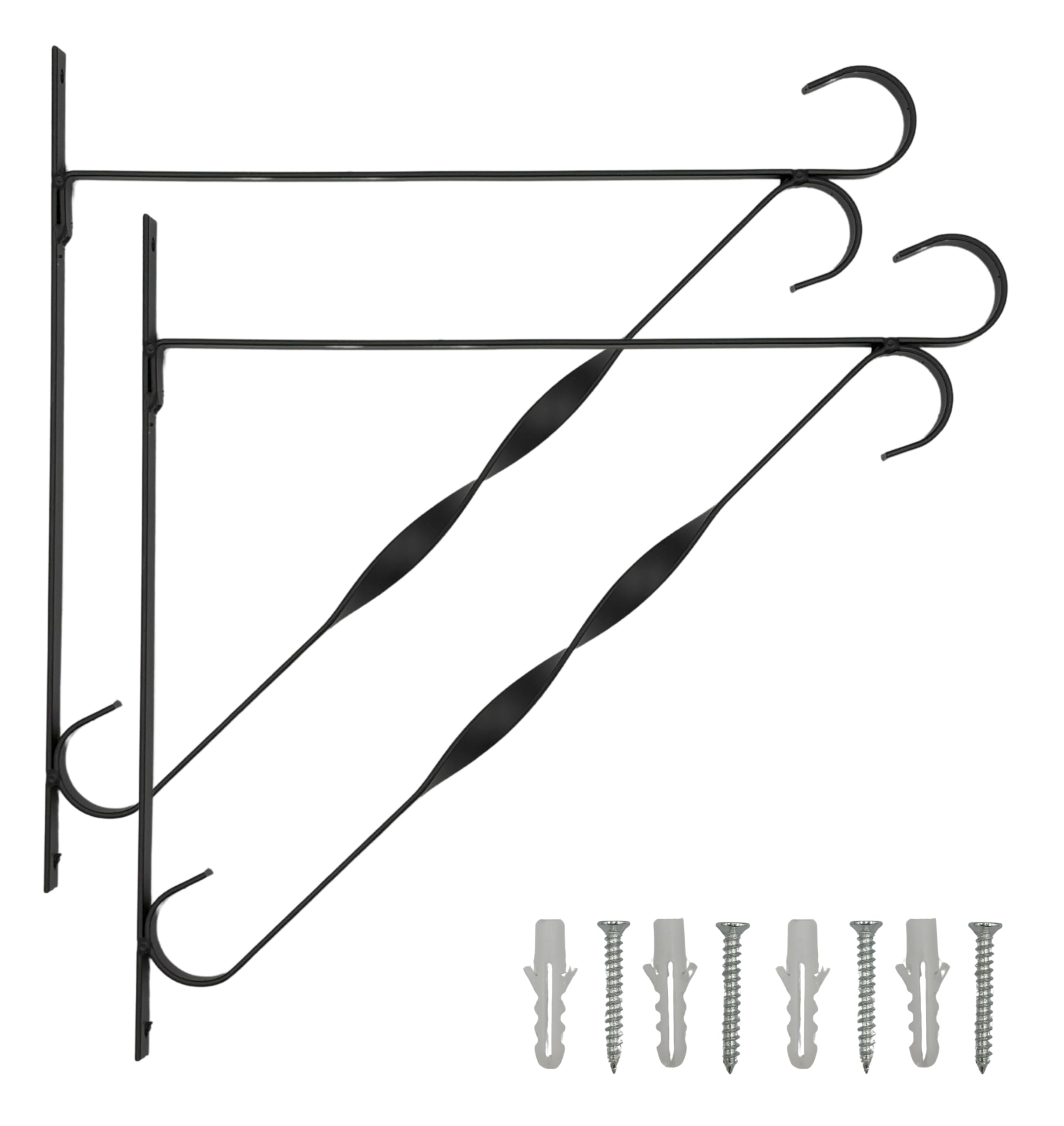 Swiftpick Home Black 10 Inch (24.5Cm) Hanging Basket Bracket 2-Pack, Strong Metal Hanging Bracket For Baskets, Lanterns, Lights, Bird Feeders