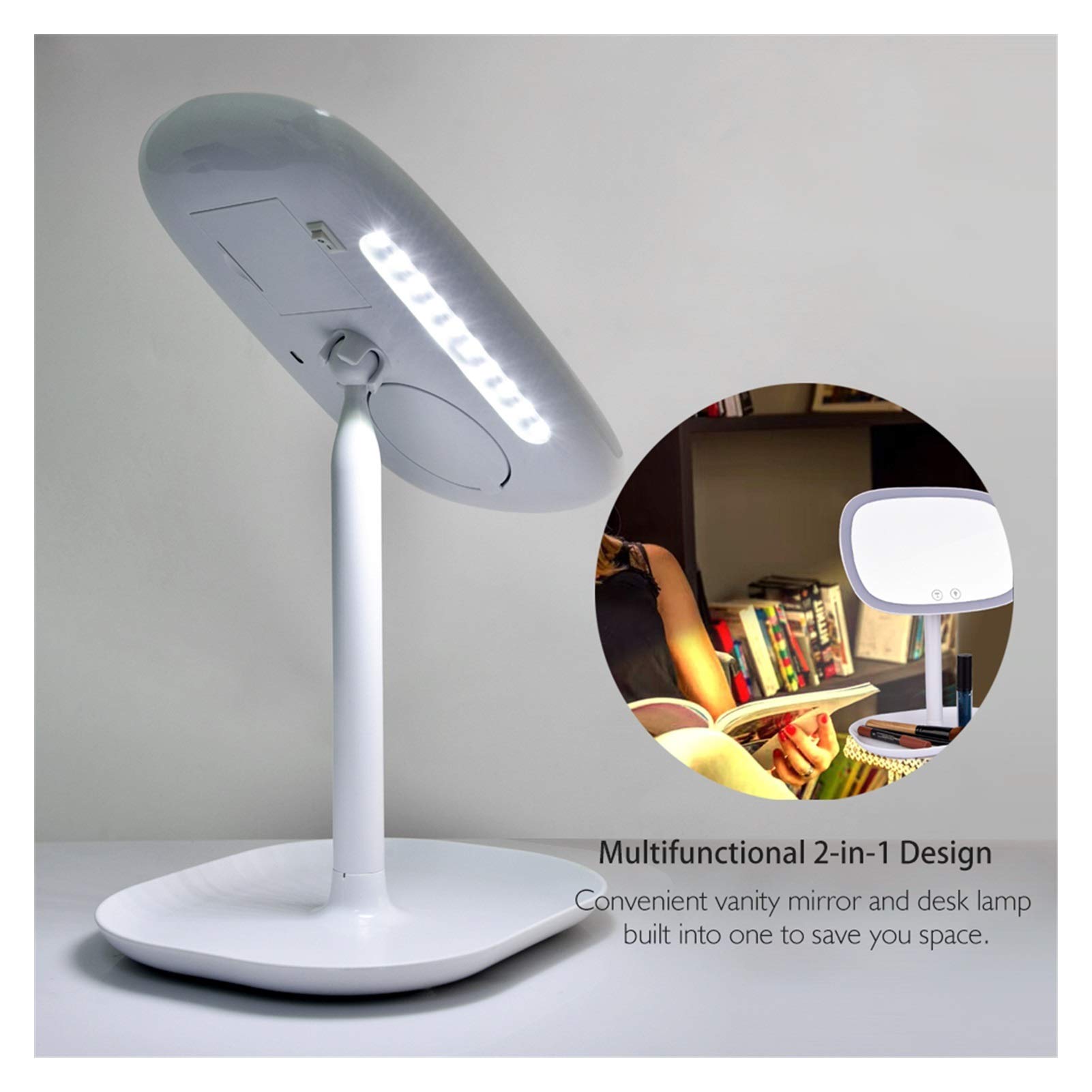 Specchio Trucco Specchio di illuminazione cosmetica 10x 10x Makeup di ingrandimento Specchio da tavolo Lampada da tavolo Lampada a LED 360 Specchietto regolabile Vanity USB Specchi elettrici ricaricab